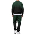thumbnail image 4 of CCRFTGI Mens 2 Piece Tracksuit Big and Tall Casual Sports Pullover Sweatshirt with Jogging Pants Fall Fashion Travel Lounge Two Piece Set Dark Green 2XL, 4 of 5