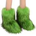 thumbnail image 1 of Botas A Media Pantorrilla Nieve Piel Sintética Mujeres Zapatos Planos Al Aire Libre Peludos Y Esponjosos, 1 of 8