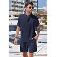 thumbnail image 2 of COOFANDY Men's 2 Pieces Linen Set Henley Shirt Short Sleeve and Shorts Summer Beach Yoga Matching Outfits, 2 of 8