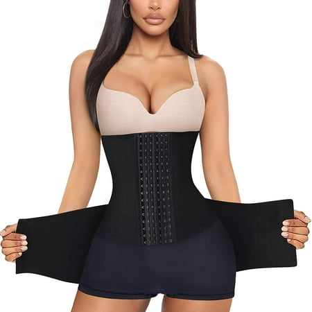 

Gotoly Women 2 In 1 Waist Trainer Postpartum Belly Pelvis Belt Tummy Control Cincher Corset Girdle Body Shaper(Black 3X-Large)