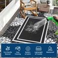 thumbnail image 4 of Outdoor Bordered Floral Rug Waterproof Patio Rug-Outdoor Carpet Mat Reversible Plastic Straw Outside Outdoor Rug for RV Porch Deck Balcony Backyard Easy Cleaning, 4 of 7