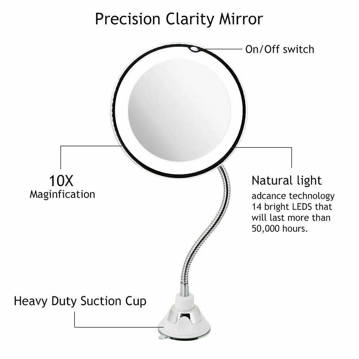 10X Gooseneck Magnifying Makeup Mirror Magnification Bathroom Mirror