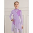 thumbnail image 5 of Hansber Kids Girls Lyrical Dance Dress Long Sleeve Sparkle Mesh Cutout Back Ice Figure Skating Leotard Dress Lavender 6, 5 of 6
