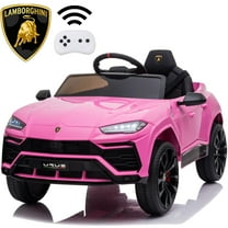 Ride on Toys with Remote Control, iRerts 12V Licensed Lamborghini Ride on Cars for Girls Boys, Battery Powered Electric Car for Kids Gifts, Kids Electric Vehicles with 3 Speed, LED Light, Music, Pink