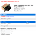 thumbnail image 2 of Relay - Compatible with 1988 - 1993 Dodge D250 Diesel 1989 1990 1991 1992, 2 of 2