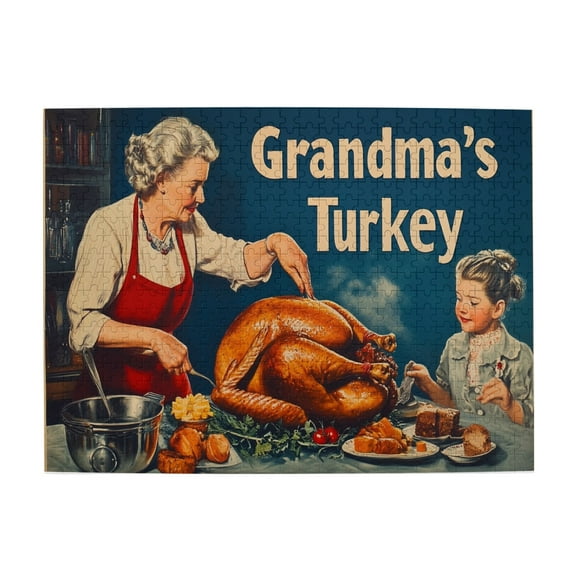 500 PCS jigsaw puzzles 500 pieces Grandma's Roast Turkey,Challenging Brain Exercise,Vintage Style Thanksgiving Gift,Fun Roast Turkey Wooden Puzzle,Great for Relaxation and Display for Puzzle Lovers