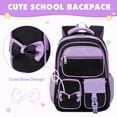 thumbnail image 5 of DAKIMOE School Backpack for Teens Cute Girlish Middle High School Bookbag Large Capacity Lightweight Waterproof Daypack for College Students, Black and Purple, 5 of 7