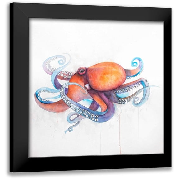 Atelier B Art Studio 12x12 Black Modern Framed Museum Art Print Titled - Colorful Octopus