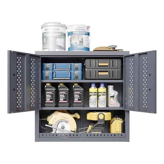 Metal Wall Storage Cabinet with Adjustable Shelf Steel Wall Mounted Garage Storage Cabinet with Doors for Basement Utility Room Warehouse Kitchen