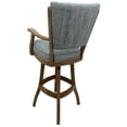 thumbnail image 2 of Classic Solid Wood Swivel 30" Bar Stool with Arms - Aquatint Teal Fabric - Oak, 2 of 2