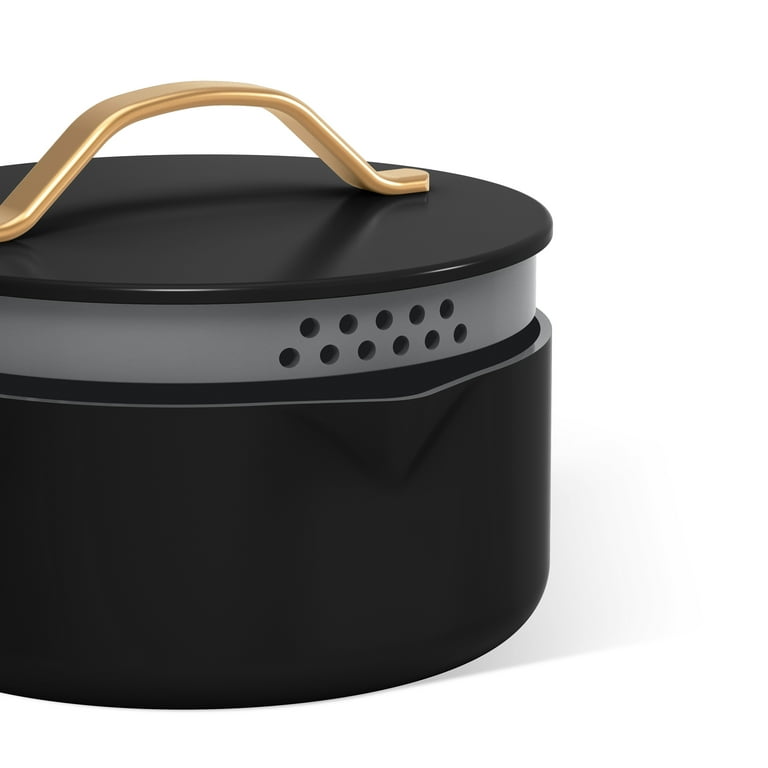 【新品未使用】Auto Cooking Pot(ナチュラルブラック) Beautiful 5 Quart Ceramic Non-Stick Dutch Oven with Strainer Lid