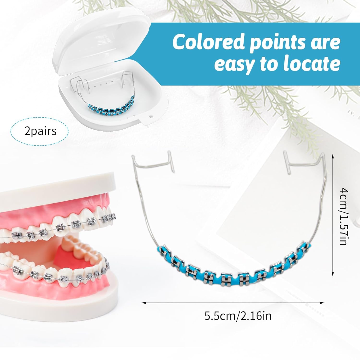 ABCISI Fake Braces, Brackets Falsos Para Dientes Kit 2 Pack, Braces Kit with Brackets & Wire & Glue, Brackets Para Dientes DIY Retainer for Teeth, Dental Student Practice Props (Blue)