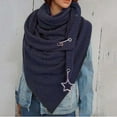 thumbnail image 2 of UTSJKR Womens Winter Knit Scarf Casual Chunky Long Warm Shawl Scarves Vintage Solid Oversized Blanket Scarf Navy, 2 of 2