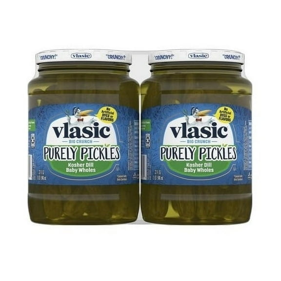 Vlasic Purely Pickles Kosher Dill Baby Whole Pickles 32 Ounce (Pack of 2)