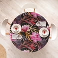 thumbnail image 4 of Ambesonne Tropical Fitted Round Tablecloth, Flower Leaf Exotic Scene, 36"- 40" Diameter, Dark Pink and Sand Brown, 4 of 5