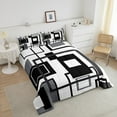 thumbnail image 3 of Erosebridal Black White And Grey Comforter Set King For Adults Men,Abstract Geometric Bedding Set Geometry Square Striped Down Comforter Simple Lines Quilt Duvet 2 Pillow Cases Modern Bedroom Decor, 3 of 6