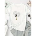 thumbnail image 3 of Motif Pissenlit Réaliste Imprimé Mode Femme Tendance Col Rond Manches Courtes, T-Shirt de Sport Simple et Décontracté, Haut d'Été Confortable pour Femmes pendant les Vacances, 3 of 8