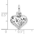 thumbnail image 2 of Beautiful Sterling Silver Rhodium Plated Polished Diamond Cut Puffed Heart Charm, 2 of 2