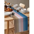 thumbnail image 6 of Pink Blue Brown Table Runner 120 Inches, Farmhouse Gradient Wooden Plank Art Bed Runner Dresser Scarves Tabletop for Indoor Outdoor Parties/Ceremony/Banquet, 13"x 120", 6 of 8