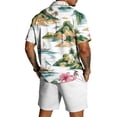 thumbnail image 4 of Hogleaql Men's 2 Pieces Summer Set Button Short Sleeve Shirts and Shorts Beach Sets with Pockets Elastic Waist Relaxed Fit Lightweight Loose Matching Tracksuits White M, 4 of 4