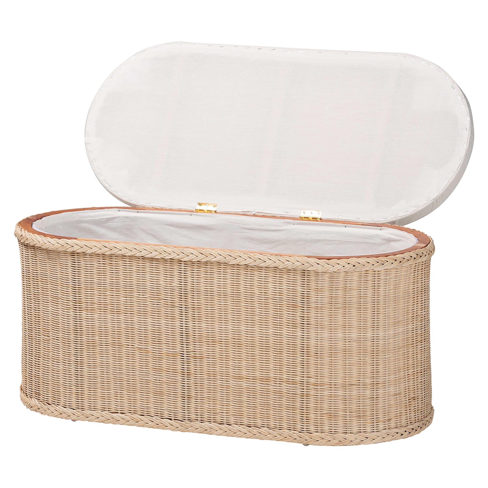 bali & pari Barid Boho Storage Bench, 39"W, Oval, 19"H, Natural