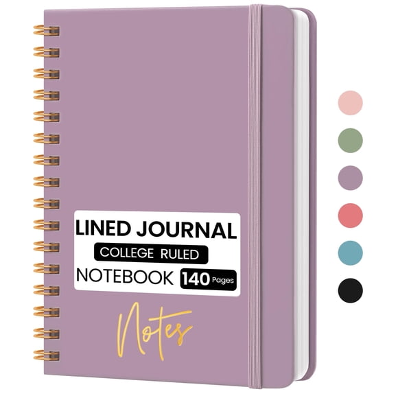 Cuaderno CICPAP A5 de espiral con tapa dura, rayado universitario, morado