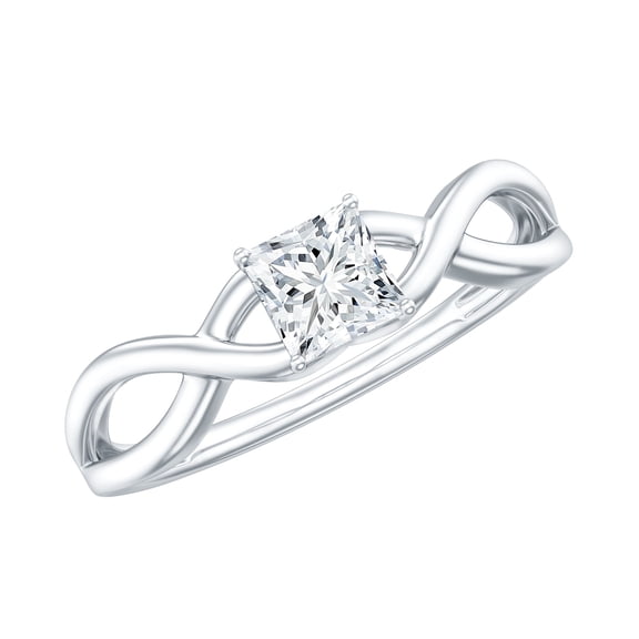 Rosec Jewels Princess Cut Lab Diamond Pre Engagement Ring - Infinity Promise Ring - EF-VS Grade, 925 Sterling Silver, US 4.00