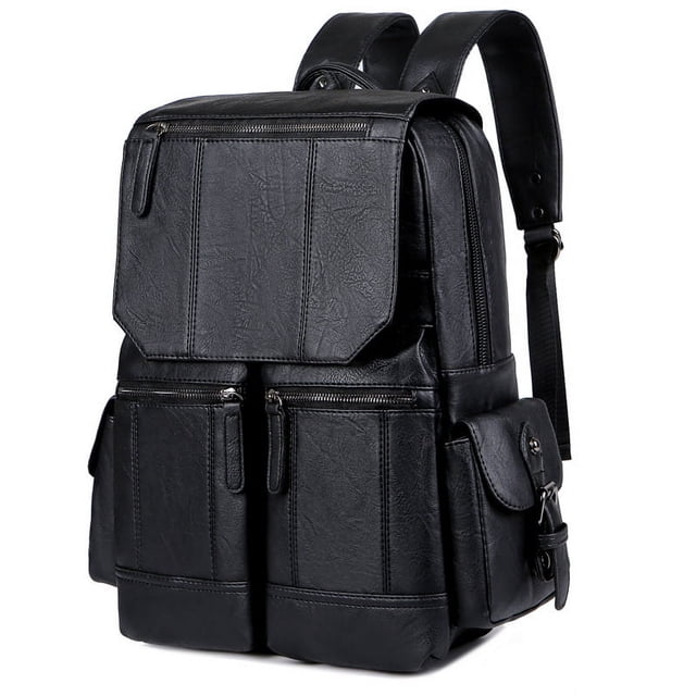 Bolso vintage para hombre, mochila de piel sintética para hombre, mochila de viaje de gran capacidad, bolso para ordenador, mochila doble