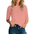 thumbnail image 2 of Lixiuxyad 17/5000 Women's Fashion Casual Solid Color Round Neck Point Sleeve Top T Shirt Womens Summer T Shirts,Pink S, 2 of 4