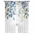 thumbnail image 3 of Blue Teal Botanical Sheer Curtains 84 Inches Long 2 Panels Set, Window Sheer Curtains for Living Room/Bedroom, Weeping Fall Eucalyptus Leaves Light Filtering Rod Pocket Curtain 52'' x 84'' x 2, 3 of 7
