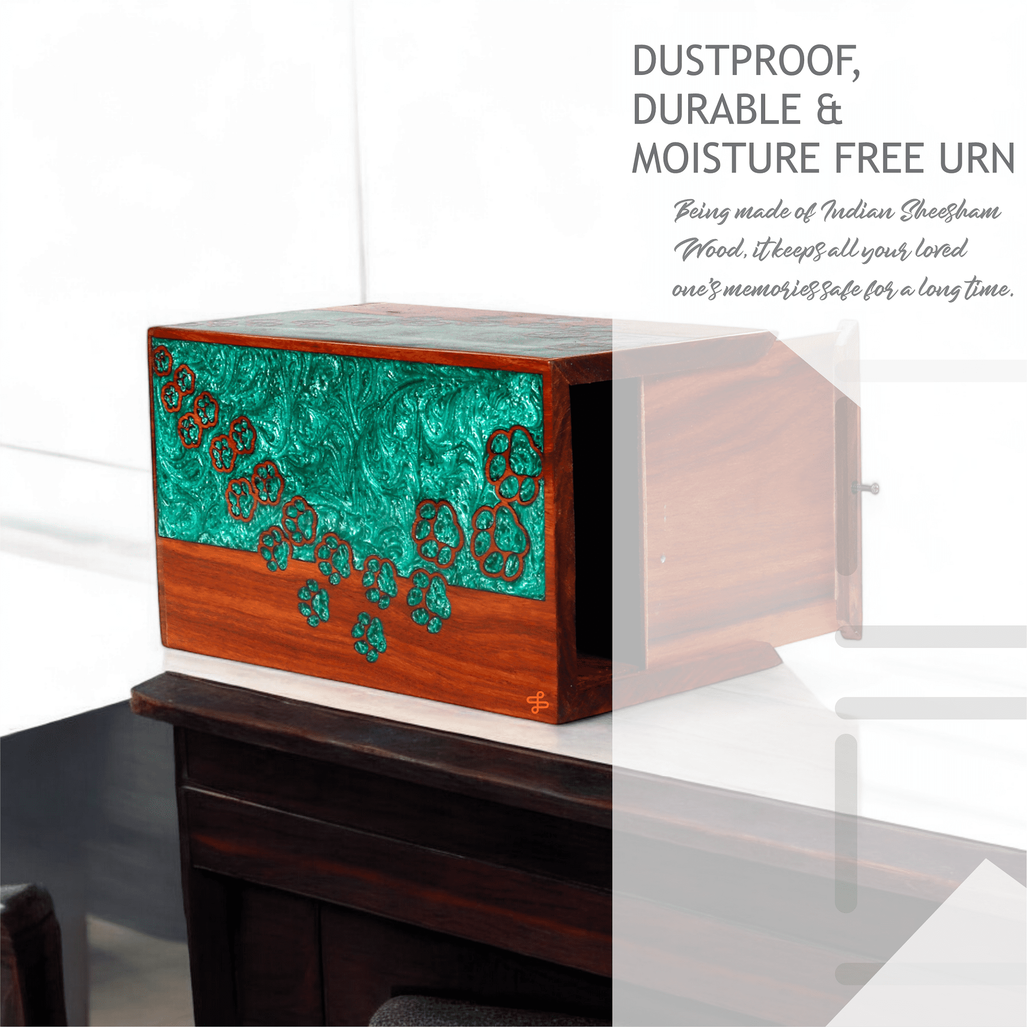 Wooden Cremation Urn for Pet Ashes, Pet Memorial Urn, Cat Urn, Dog Urn, Bird Urn with Epoxy Design (Extra Large)
