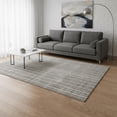 thumbnail image 2 of HomeRoots 673887 5 x 8 ft. Taupe & Ivory Striped Transitional Washable Machine Made Rectangle Area Rug with UV Protection, 2 of 9