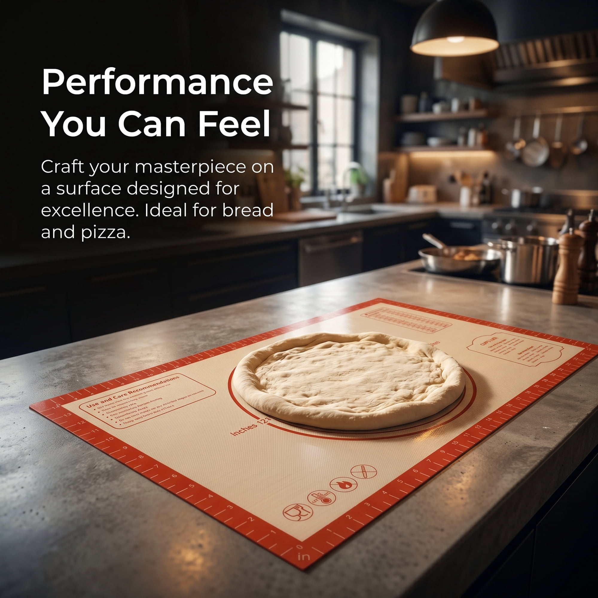Unique Bargains Silicone Pastry Non Stick Baking Mat with Measurements Red 16"x26"