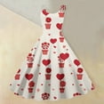 thumbnail image 2 of Women Valentines Day A Line Dress with Adjustable Spaghetti Straps Vintage Inspired Fit and Flare Watermelon Red L, 2 of 6