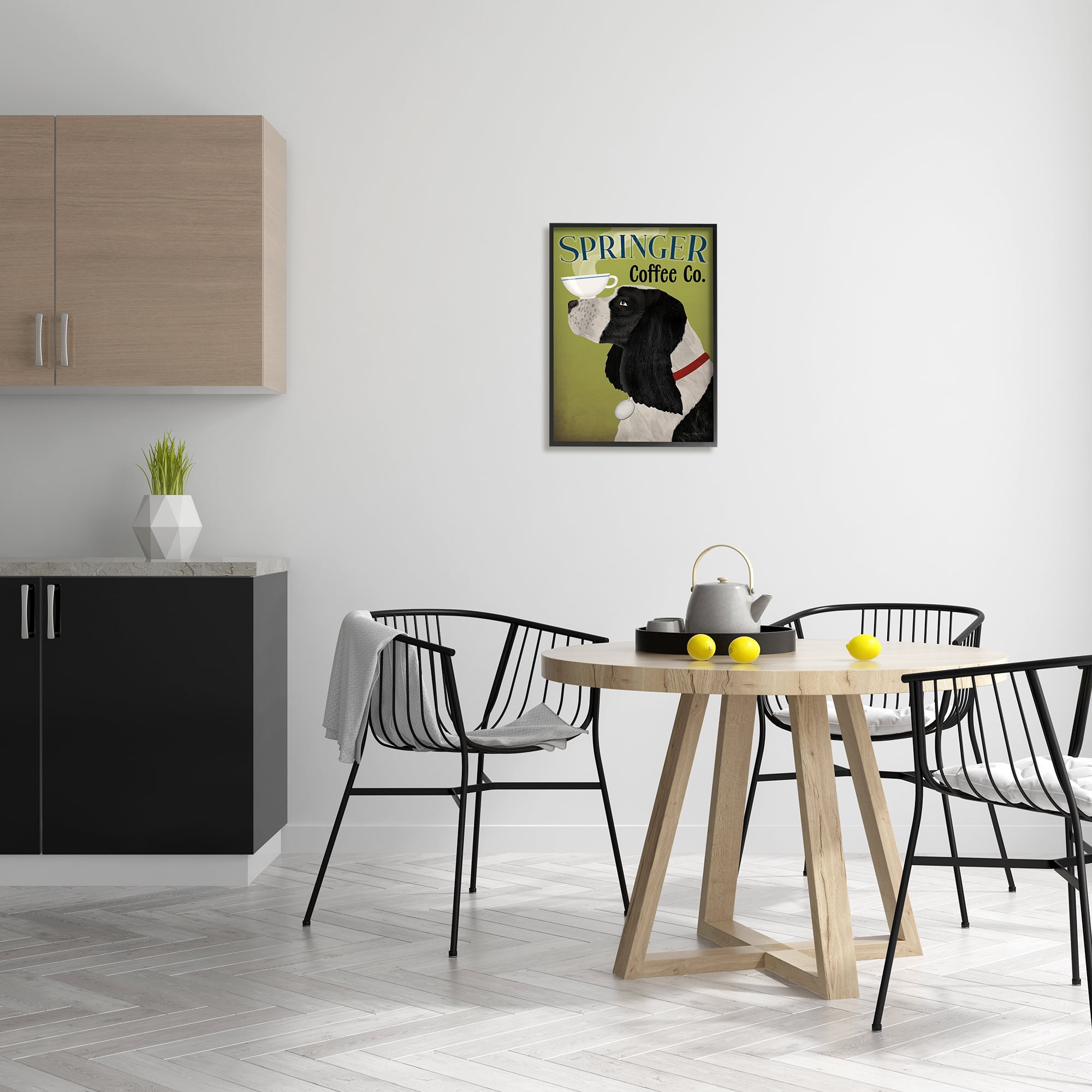 Stupell Industries Springer Coffee Advertisement Animals & Insects Painting Black Framed Art Print Wall Art, 16 x 20