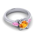 thumbnail image 3 of 2.50 Carat Round Cut Citrine & Pink Sapphire Gemstone Sparkle Three Stone Wedding Ring for Girls Solid 14K White Gold Size 11.5 by Diamond-Capitals, 3 of 8
