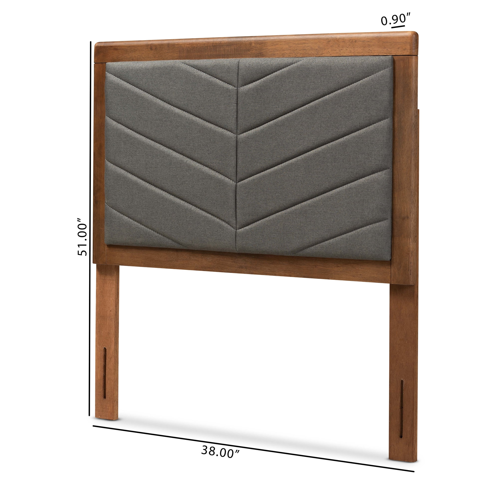 Baxton Studio Iden Modern and Contemporary Dark Grey Fabric Upholstered and Walnut Brown Finished Wood Twin Size Headboard