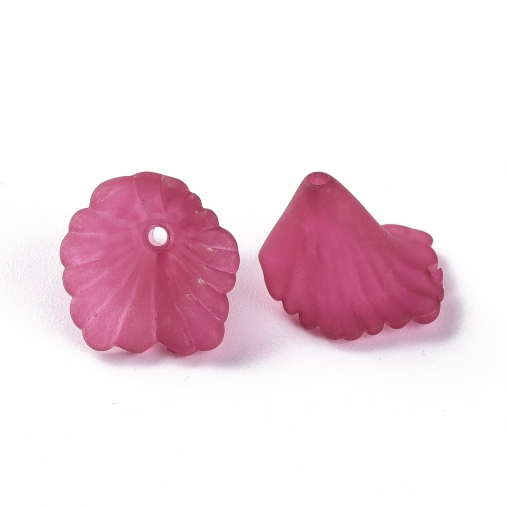500g Frosted Acrylic Bead Caps Flower Camellia 12x12x9mm Hole: 1.2mm about 1700pcs/500g