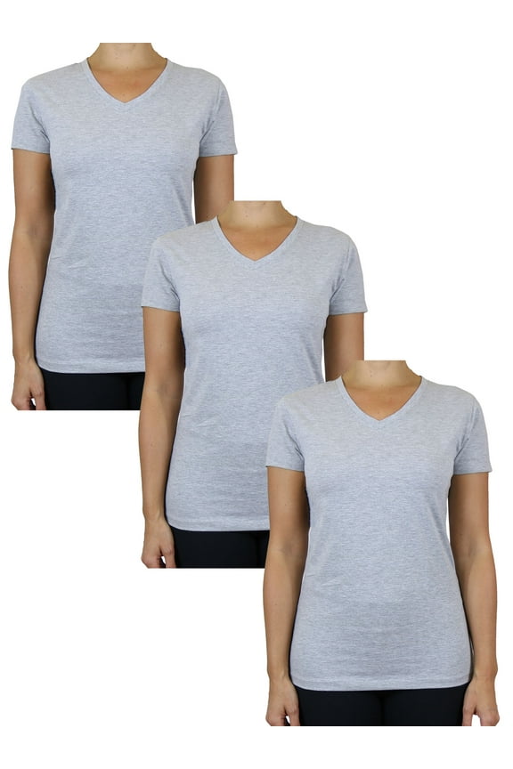 Juniors V-Neck Cotton Stretch Short Sleeve Tees (3-Pack)