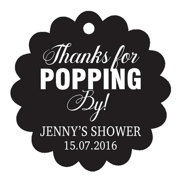 100 PCS Personalized Baby Shower Favors Tags Custom Quote Thank You For Popping By Baby Shower Gift Hang Tags