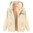 thumbnail image 5 of Bibifish Womens Hoodies Graphic Letter Print Lined Zip Up Hoodies Winter Warm Pockets Outdoor Streetwear Drawstring Hooded Jackets, 5 of 5