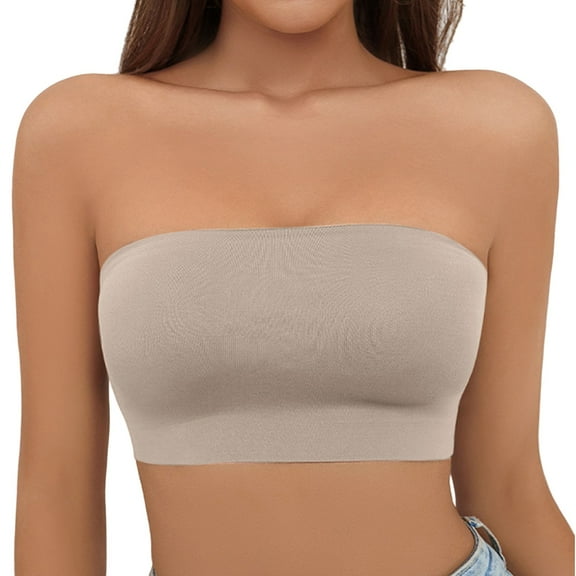 GILIGEGE Strapless Push Up Bras for Women Bandeau Bra Padded Bralette Bra Seamless Tube Top Stretchy Crop Top Going Out Summer Tank Basic Shirt Traceless Large Anti Drop Wrapped Chest Wrapped Up Bra
