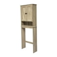 thumbnail image 2 of Flash Furniture Farmhouse Over the Toilet Shelf Cabinet, Magnetic Close Doors, Adjustable In-Cabinet Shelf, Lower Open Shelf, Metal Handles and Hinges, Brown, 2 of 14