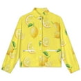 thumbnail image 4 of Jackets for Women Winter Coat Jackets Flannel Stand Collar Jacket(Lemons on Yellow,Size:S-4XL), 4 of 7