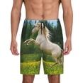 thumbnail image 3 of Lsque Horse Rearing Up In The Field Mens Sleep Pajama Shorts,Short Pajama Pants, Cotton Ultra-Soft Knit-X-Large, 3 of 9