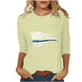 thumbnail image 2 of Dazajoo Independence Day 3/4 Sleeve Tops for Women 2024 Summer Casual Crew Neck Shirts Womens 4th of July American Flag Patriotic Tunic Flash Deals Today,Khaki,XL, 2 of 6
