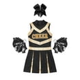 thumbnail image 4 of iixpin Cheer Leader Costume for Girls Sports Dress Outfit 6-16 Years Cheerleading Uniform Performance Dancewear A Black 12, 4 of 6