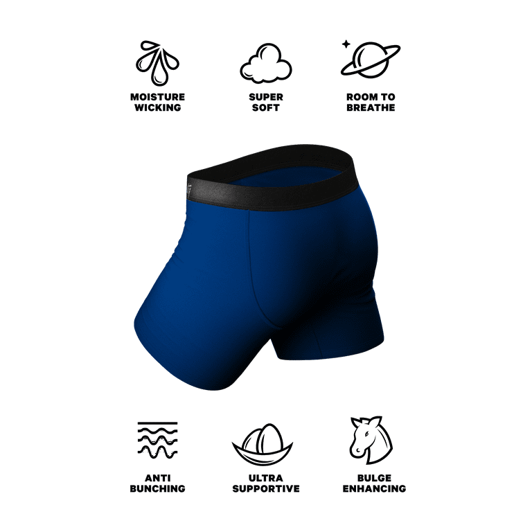 Buy Shinesty Men's Pouch Boxer Briefs - Micro Modal Ball Hammock Underwear  with Fly, Dark Blue, Large at