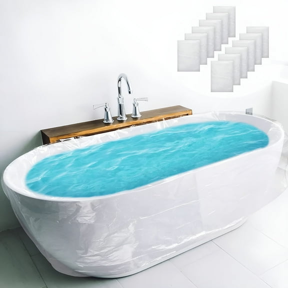 CCOCC 12 Pack Disposable Bathtub Cover Liner,Large Bathtub Liner Plastic Bag for Salon,Household and Hotel Bath Tubs (102 x47 Inch)