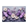 thumbnail image 5 of Mudket Framed Canvas Wall Art Ready to Hang, Purple Morpho Butterfly Cream Floral Print, Chic Botanical Insect Wall Decor Canvas Artwork for Bedroom Living Room, Flower Pictures - 12"L x 8"W, 5 of 10